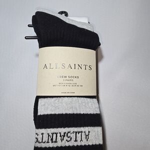 NWT Men's All Saints Black, White and Gray Crew Socks - 3 Pairs
